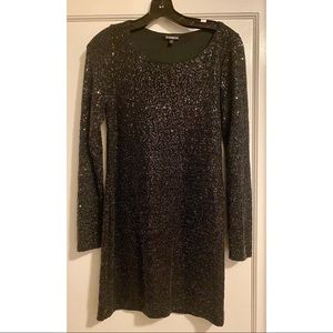 Black Sequin Express Long Sleeved Mini Dress